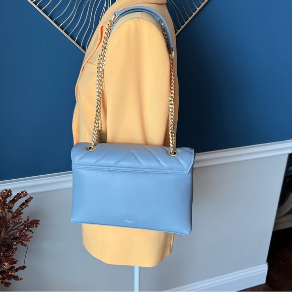 NWT Moncrief of London Cathryn Elegant Blue Quilted Shoulder Bag - Picture 4 of 13